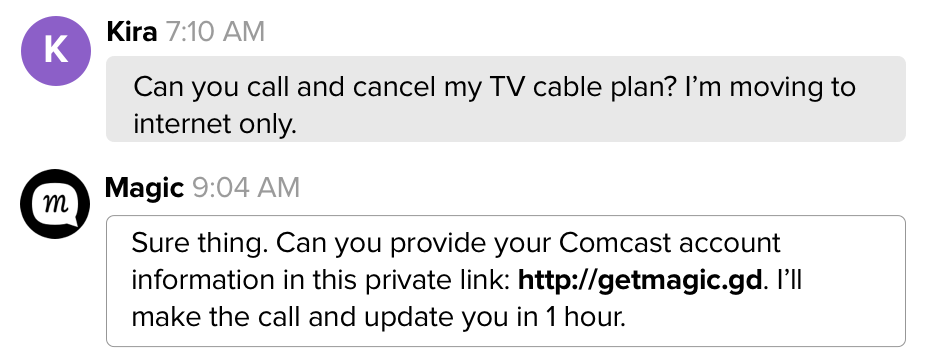 virtual assistant in an app